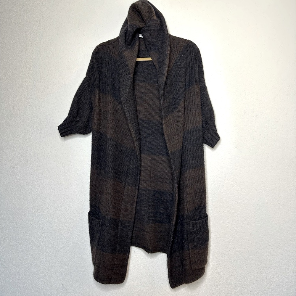 Vince Cashmere Blend Long Hooded Open Front Drape Cardigan